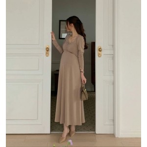(現貨 米色)韓國直送孕婦連身裙 (現貨 米色)韓國直送孕婦連身裙